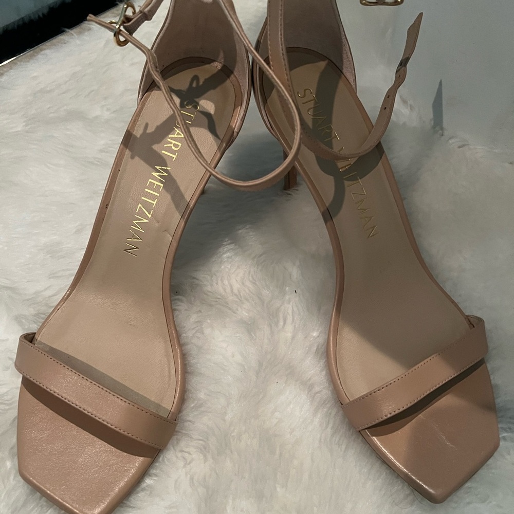 Stuart Weitzman Beige leather heel sandals
